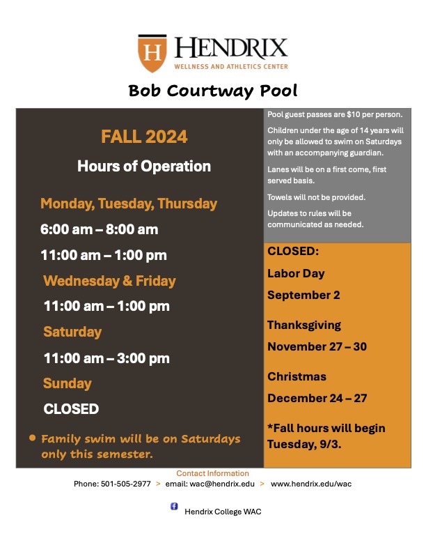 WAC Pool Hours - 2024 Fall