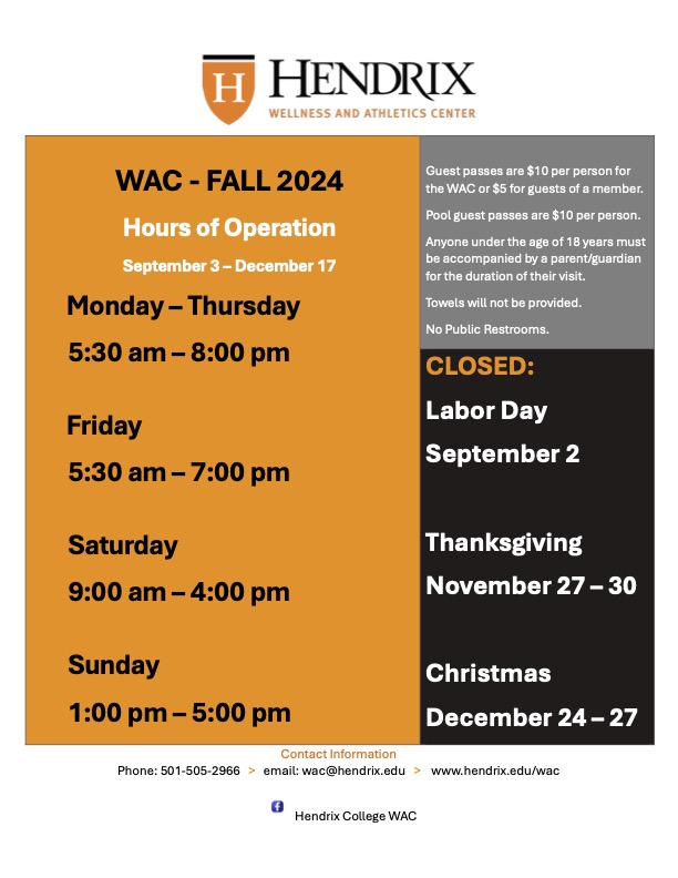 WAC Fall Hours 2024